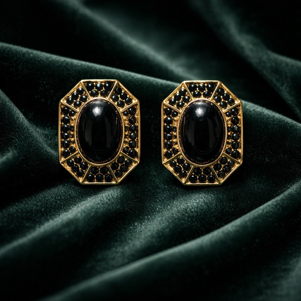 Elegant Black and Gold Earrings